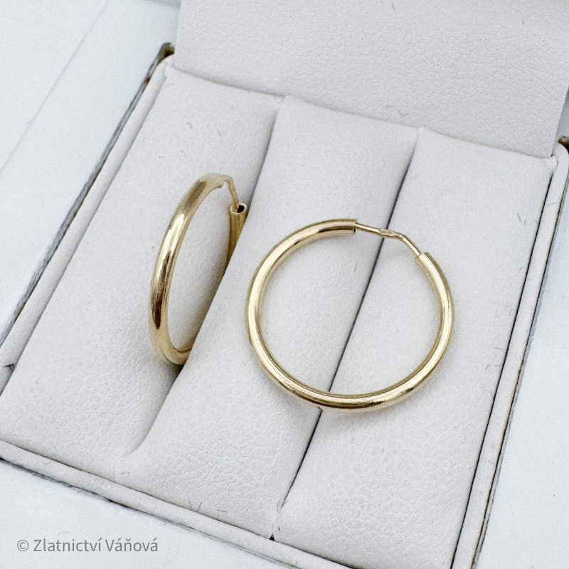 Žluté zlato náušnice kruhy 16,6mm